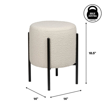 Silvia 18.5" Modern Metal/Bouclé Cushioned Vanity Stool - JONATHAN Y